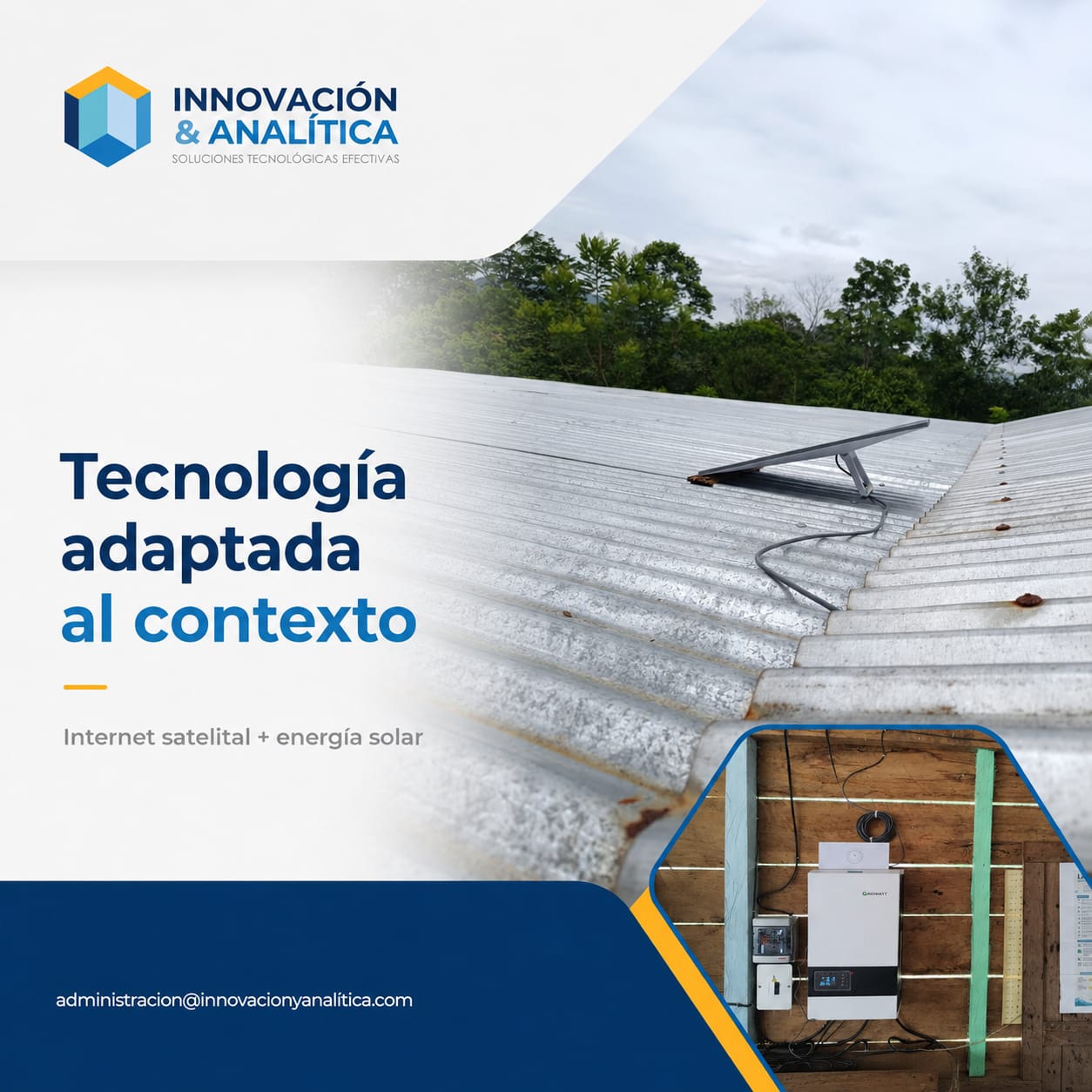 Instalación Starlink y equipo de energía solar en proyecto rural de Puente